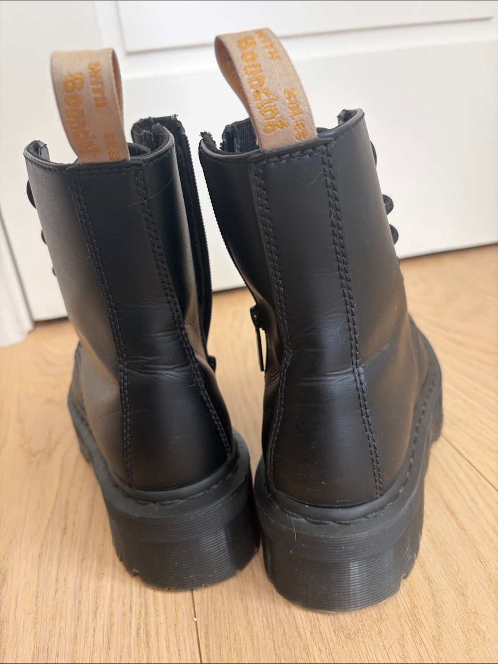 Dr. Martens Black Leather Platform Lace-Up Boots - Picture 7 of 10